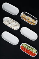 ACAR Lot de 6 assiettes apéro ovales en porcelaine