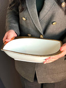 TREND HOME LEAF Assiette de service en porcelaine blanc/doré 25 cm