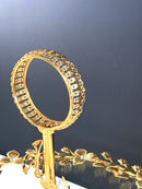 TREND HOME Présentoir à gâteau en verre et ornements dorés